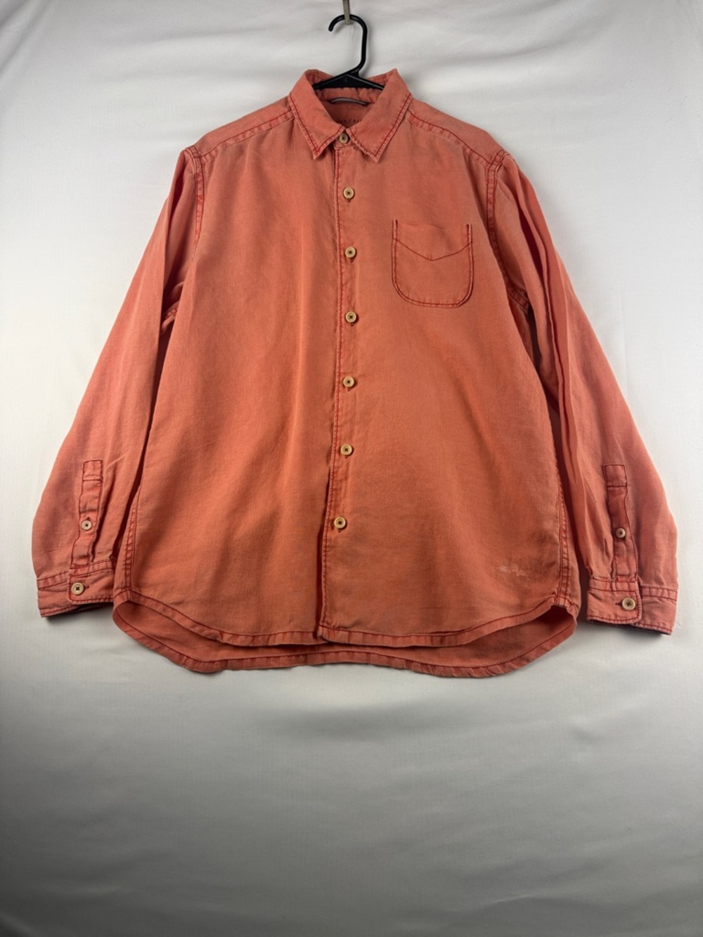 Tommy Bahama Linen Button Down Shirt Mens M Dusty Orange Vintage